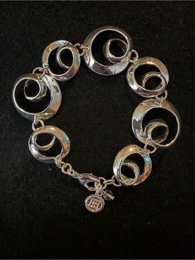 Vintage Dana Bachman Silver Tone Double-Ring Link Bracelet for Women